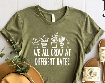 We All Grow At Different Rates Teacher Shirt, Special Education Teacher Tees, Shirt Gift For Teacher, Kindergarten Elementary, Teacher Tee