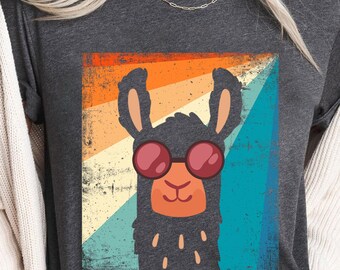 Camiseta retro de llama, estilo retro vintage de llama y alpaca de los años 80, ideal como regalo para amantes de las llamas. Divertida camiseta de alpaca.