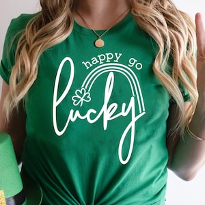 Happy Go Lucky Shirt, St Pattys Shirt, Lucky T-Shirt, Shamrock Shirt, Woman St Patrick's Day Shirt, St Patrick's Day Tee, Lucky Clover Shirt