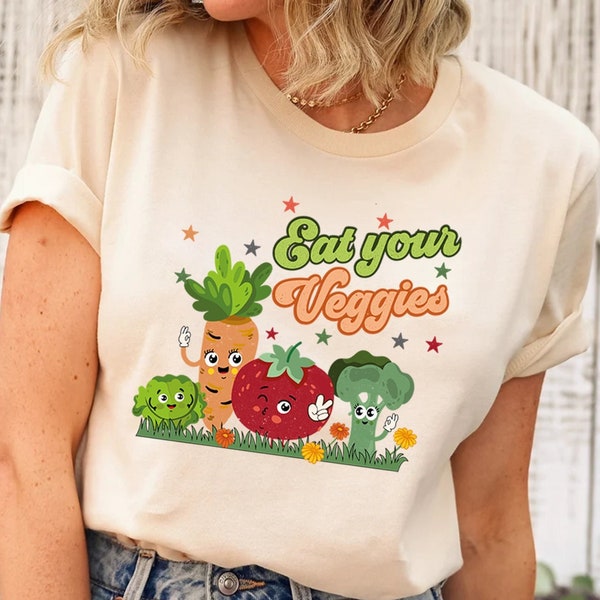 Eat Your Veggies Retro Graphic Shirt, Eat Your Veggies Shirt, Vegan Shirt, Farmers Market Vegetable Shirt, Veggies Shirt, Vegetable T-shirt