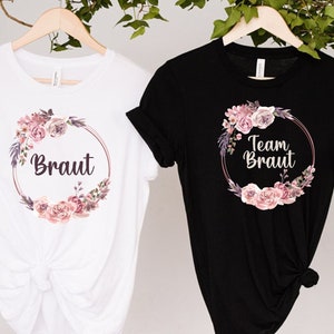 Braut Shirt, Team Braut Shirt, Team Bride Shirt, Bridal Shirt, Bride For JGA Wedding Bride Eucalyptus Wreath Gold, Bachelorette Party Shirts