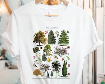 Blooming Trees Botanical Shirt, Tree Nature Plants Lover Gift, Vintage Art Shirt, Aesthetic illustration Tshirt, Cottagecore Fashion,Flower
