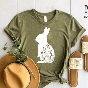 Floral Rabbit Shirt, Bunny Shirt, Easter Shirt, Nature Lover, Rabbit Silhouette, Floral Bunny Shirt, Easter Bunny Shirt, Bunny Shirt, Rabbit