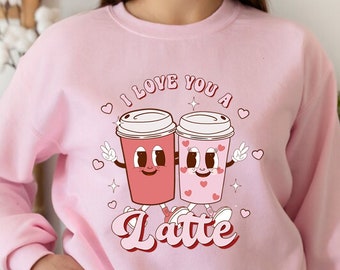 Retro Valentines Day Shirt,Valentines Day Shirts For Woman,Latte Valentine Shirt,Valentines Day Gift,Valentines Coffee Lover Gift, Donut Tee