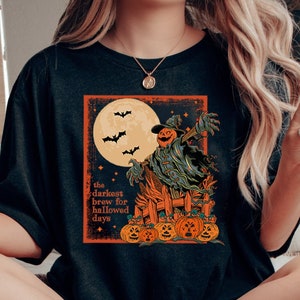 Halloween Scarecrow Shirt, Darkest Brew Halloween Shirt, Vintage Halloween Shirt, Horror Night Tee, Scary Tee, Scarecrow Shirt, Pumpkin Tee