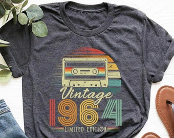 62nd Birthday Shirt, Vintage 1964 Limited Edition Cassette T-Shirt, 1964 Birthday Shirt, 62nd Birthday Gift For Women, 62nd Birthday Men Tee