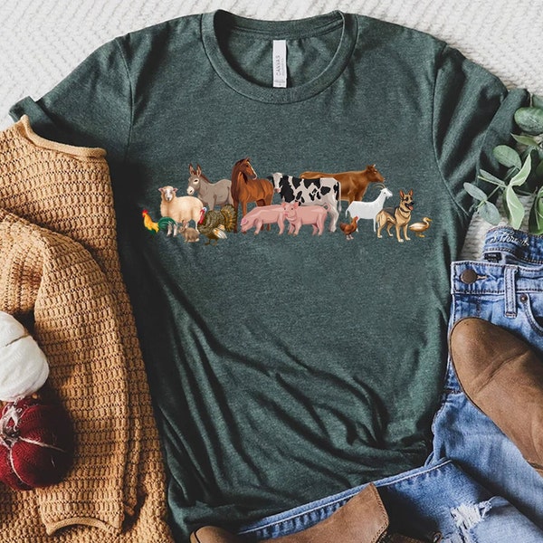 Farm Animal Shirt, Animal Lover Shirt, Farm Shirt, Animal Shirt, Farmer Shirt, Farm Animal Tshirt for Women, Farm Animal Gift for Her,Farmer