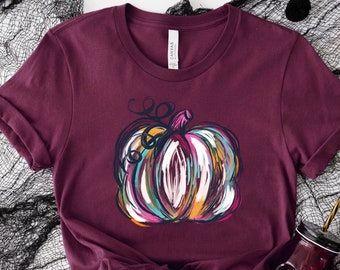 Watercolor Pumpkin T-shirt, Colorful Pumpkin Shirt, Watercolor Pumpkins, Halloween Shirt, Autumn Shirt, Cute Fall Shirt, Gift For Halloween