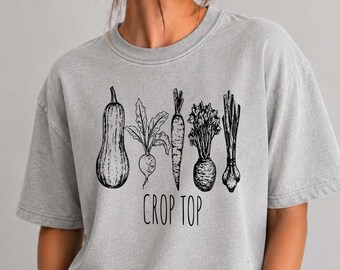 Funny Gardening Shirt, Comfort Colors® Garden Veggies Tee, Plus Size Crop Top, Farmers Market Gift, Soft Vegetable Graphic T-Shirt