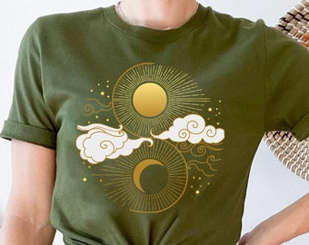 Sun and Moon T Shirt Aesthetic Shirt Yoga Shirt Pagan Clothing Aesthetic Clothing Celestial Clothing Moon T-Shirt Sun TShirt Celestial Shirt