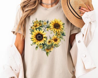 Sunflower - Sunflower Shirt, Floral Tee Shirt, Flower Shirt,Garden Shirt, Womens Fall Shirt, Sunflower Tshirt Sunflower Shirts. Sunshine Tee