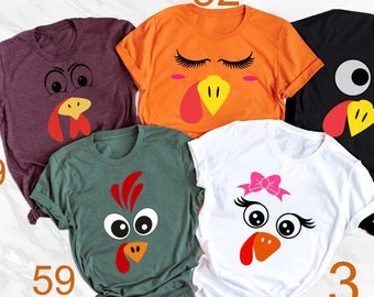 Cute Turkey Fall Thanksgiving Shirt, Thanksgiving Family Matching Shirt, Turkey Face Shirt, Funny Thanksgiving Shirt, Thanksgiving Women Tee