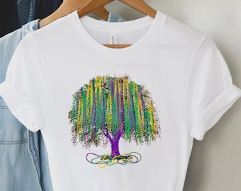 Mardi Gras Tree shirt, Watercolor Mardi Gras Bead Tree Tee, Mardi Gras Carnival Shirt, Mardi Gras Fat Tuesday Gift, NOLA Beads Parade Shirt