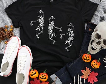 Skeleton Dancing Halloween Tee Shirt, Skeleton Dancing Halloween Shirt, Skeleton Shirt, Halloween Skeleton Shirt, Dancing Skeleton Shirt