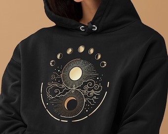 Mystic Moon And Sun Shirt, Mystical Moon Phase Shirt, Moon Phase T-Shirt, Boho Vintage Moon Shirt, Celestial Moon Shirt, Spiritual T-shirt
