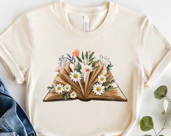 Reading Shirt, Book Lover Shirt, English Teacher Gift, Librarian Shirts, Teacher Book Shirt ,Book Lover Gift,Reading Shirt,Book Shirt,Flower