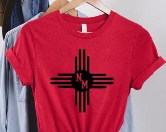 New Mexico Shirt, New Mexico Top ,New Mexico, Zia Shirt, New Mexico Flag Shirt, New Mexico Art Shirt, Southwestern Shirt, State Flag Shirt