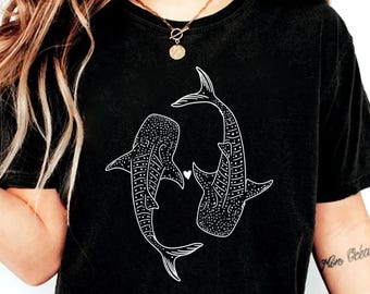 Whale Shark Retro Graphic T-shirts, Vintage Sea Creature Moon Tshirt, Whale Shirt, Funny Tee, Oversized Whale Shark Shirt, Whale Tee, Ocean