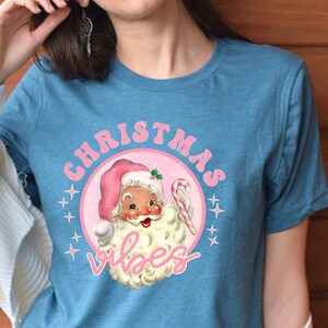 Retro Pink Christmas Vibes, Pink Santa Claus, Retro Christmas Shirt, Vintage Holiday Shirt, Santa Shirt, Merry Christmas Shirt, Cute Santa