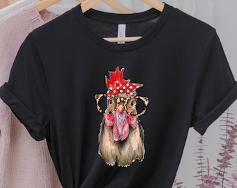Hen Chicken 4H Farm Egg Humor Shirt For Women, Cute Glasses Chick, Funny Backyard Chicken, Chicken Gift Shirt, Mother's Day Shirt,Mama Shirt