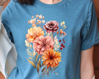Vintage Cottagecore Shirt Goblincore Shirt Boho Wildflowers Shirt Nature Shirt Botanical Shirt Garden Lover Autumn Aesthetic Green Witch
