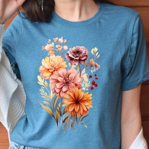 Vintage Cottagecore Shirt Goblincore Shirt Boho Wildflowers Shirt Nature Shirt Botanical Shirt Garden Lover Autumn Aesthetic Green Witch
