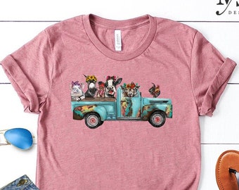 Farm Animal Truck Shirt For Birthday Gift For Women, Farm Animal Shirt For Women, Cute Farm Shirt, Farm Shirt, Support Farmer Tee,Farm Lover