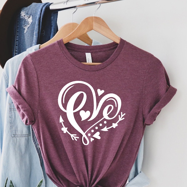 Double Heart Shirt, Retro Love Shirt, Christmas Gift Shirt, Valentine's Day Shirt, Cute Love Tee,Heart Shirt,Valentine's Day Shirt For Women