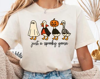 Halloween Goose Tshirt, Just a Spooky Goose Shirt, Funny Silly Goose Halloween Shirt, Halloween Girls T-shirt, Spooky Season, Halloween Kids