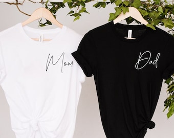 Mom and Dad Shirts, Mom and Dad Tees, Mom Pocket Tee, Dad Pocket Tee, Cute Mom Dad Shirts, Pregnancy Reveal Tees, Matching Tees Shirts