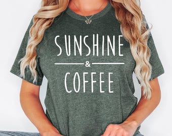 Sunshine And Coffee T-shirt, Coffee Graphic Shirt For Women, Womens Gifts, Birthday Gifts, Coffee Shirt, Summer Shirt, Summer Tee, Beach Tee
