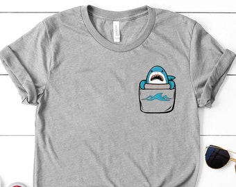 Shark Shirt, Shark, Cute Shark Tee, Shark Pocket Shirt, Little Shark T-Shirt, Toddler Shark Shirt, Shark Shirt for Gift, Funny Shark Shirt