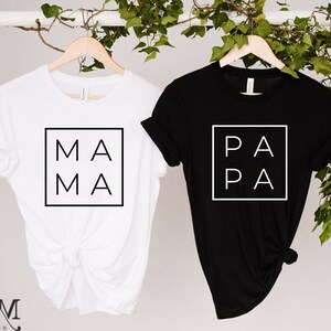 Papa and Mama Shirts, Mama Shirt, Papa Shirt, Baby Announcement, Cute Family Tee, Gender Reveal, Baby Shower Party Shirt, Mothers day Gift