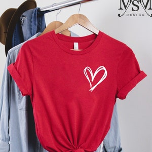 Pocket Heart Shirt Women, Valentine's Day Shirt, Drawn Heart Shirt, Love Shirt, Girlfriend Shirt, Wife Shirts, Cute Heart, Cute Love T-shirt