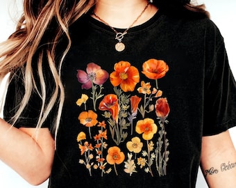 Flower Shirt, Gift For Her, Flower Shirt Aesthetic, Floral Graphic Tee, Floral Shirt, Flower T-shirt, Wild Flower Shirt, Wildflower T-shirt