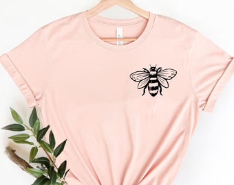Bee T-shirt, Cute T-Shirt, Pocket Bee Shirt, Insect Shirt, Nature Shirt, Fly Shirt , Honey Tee, Bee Happy Tee, Joyful Tshirt, Save The Bess