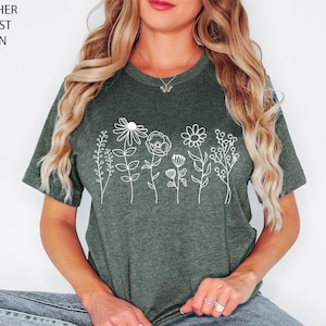 Wild Flowers Shirt, Wildflower Tshirt, Floral Shirt, Botanical Shirt, Flower Shirt, Nature Lover Shirt,Ladies Shirts, Womens Tees,Flover Tee