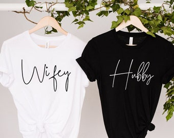 Wifey Hubby Shirts, Honeymoon Shirt, Just Married Shirt, Engagement Shirt, Wedding Shirts, Bridal Gift Engagement, Husband And Wife Shirts