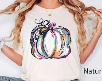 Watercolor Pumpkin T-shirt, Colorful Pumpkin Shirt, Watercolor Pumpkins, Halloween Shirt, Autumn Shirt, Cute Fall Shirt, Gift For Halloween