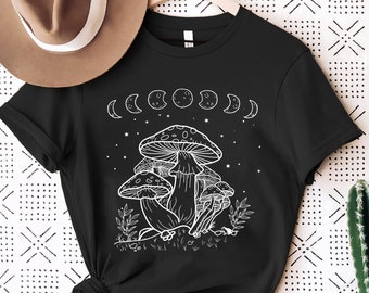 Mushroom Shirt, Moon Phases And Mushrooms T-shirt ,Magical Celestial Fungi Shirt ,Goblincore Aesthetic , Cottagecore Mushroom