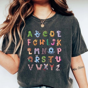 Alphabet Shirt, ABC Shirt, Animals Alphabet T-Shirt, Kindergarten Teacher Shirt, Alphabet Shirt for Teachers, Tescher Shirt, Kids Shirt