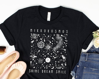 Mikrokosmos Graphic Shirt,  Shine Dream Smile Tee, Twinkling Starlight Shirt, Space Shirt,  Celestial Shirt, Mikrokosmos Shirt,Mikrokosmos