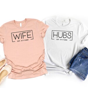 Wife Hubs Shirts, Custom Husband and Wife Shirts, Honeymoon Shirts, Mr and Mrs Shirt, Newlywed Shirts, Bride Groom Shirts, wedding shirt