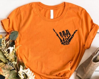 Hang Loose Skeleton Hand Shirt , Halloween Shirt, Skeleton Hand Sweatshirt, Skeleton Hand Tee, Graphic Shirt, Skeleton Hand Tee, Hang Loose