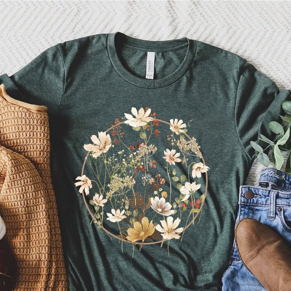 Flower Shirt, Gift For Her, Flower Shirt Aesthetic, Floral Graphic Tee, Floral Shirt, Flower T-shirt, Wild Flower Shirt, Wildflower T-shirt