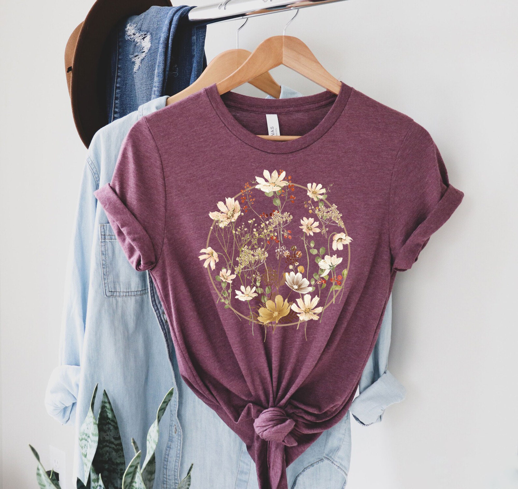 Discover Flower Shirt, Gift For Her, Flower Shirt Aesthetic, Floral Graphic Tee, Floral Shirt, Flower T-shirt, Wild Flower Shirt, Wildflower T-shirt