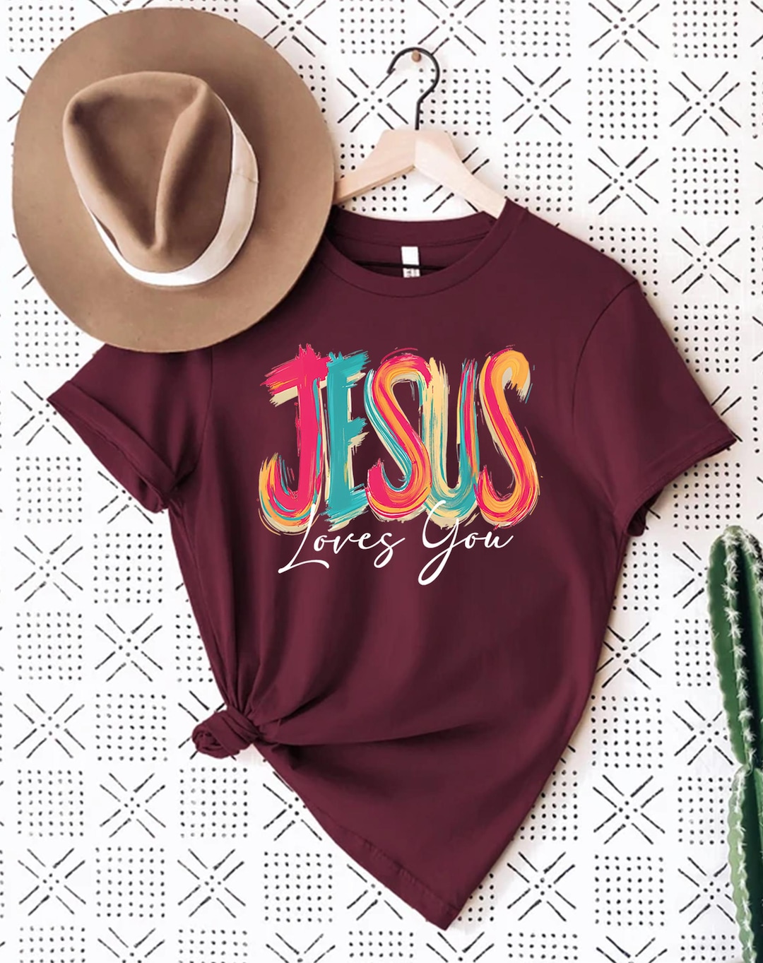 Retro Jesus Loves You, Christian Faith Shirt , Colorful Jesus Shirt ...