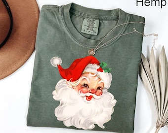 Comfort Colors® Christmas Santa Shirt, Retro Santa Shirt, Gift For Christmas, Retro Christmas Shirts, Christmas Shirt For Women, Santa Shirt