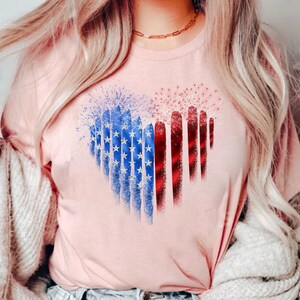 American Flag Heart T-Shirt, Fourth of July T-Shirt, USA Flag Shirt, Independence Day, American Flag Shirt, Patriotic Shirt, 4Th Of July Tee