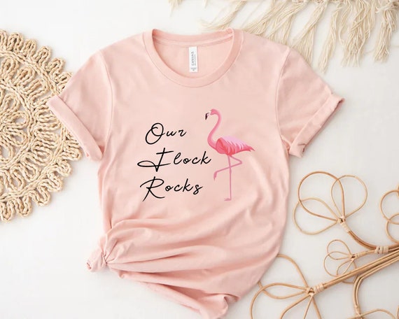 Our Flock Rocks Flamingo, Flamingo Shirt, Summer Shirts, Flamingo Gift for Women, Shirt For Mother, Flamingo T-Shirt, Flamingo Lovers Shirt